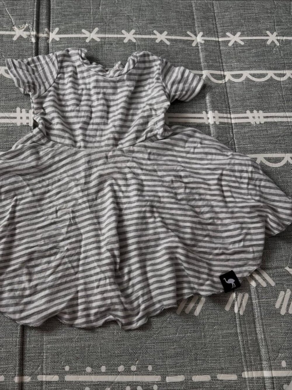 Os & Oakes Bamboo Grey White Striped Dress